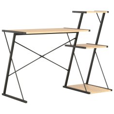 Vidaxl Pisalna miza s polico črna in barva hrasta 116x50x93 cm