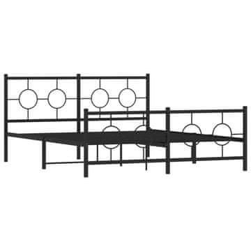 Vidaxl Kovinski posteljni okvir z vzglavjem in vznožjem črn 150x200 cm