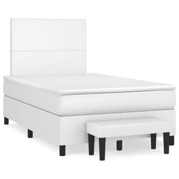 Vidaxl Box spring postelja z vzmetnico bel 120x190 cm umetno usnje