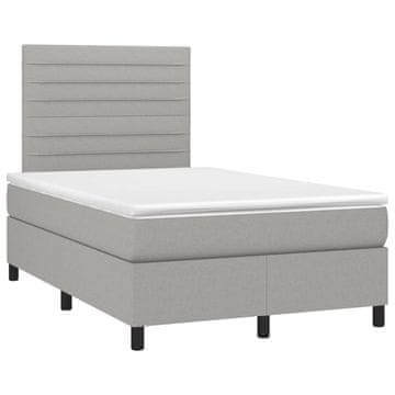Vidaxl Boxspring postelja z vzmetnico svetlo siva 120x190 cm blago