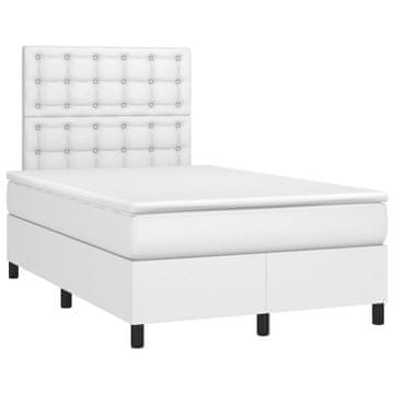 Vidaxl Box spring postelja z vzmetnico bel 120x190 cm umetno usnje
