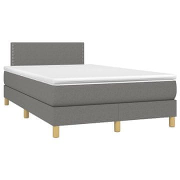 Vidaxl Box spring postelja z vzmetnico temno siva 120x190 cm blago