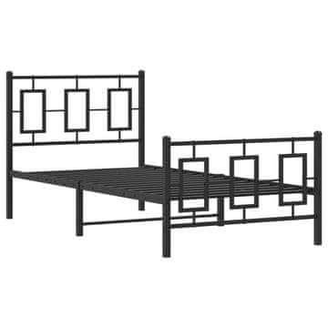 Vidaxl Kovinski posteljni okvir z vzglavjem in vznožjem črn 90x200 cm