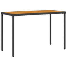 Vidaxl Vrtna miza z leseno akacijevo ploščo črna 115x54x74 cm PE ratan