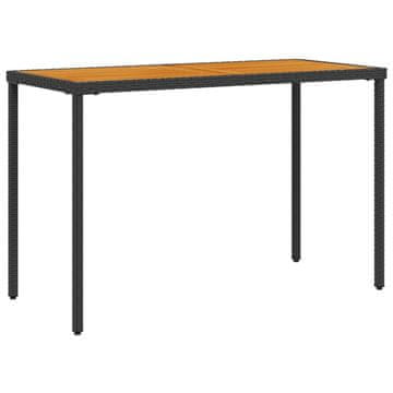 Vidaxl Vrtna miza z leseno akacijevo ploščo črna 115x54x74 cm PE ratan