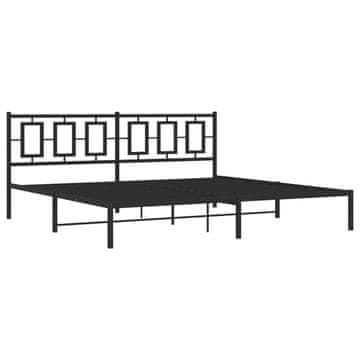 Vidaxl Kovinski posteljni okvir z vzglavjem črn 193x203 cm