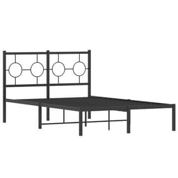 Vidaxl Kovinski posteljni okvir z vzglavjem črn 120x190 cm