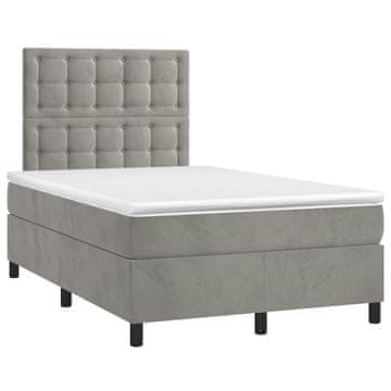 Vidaxl Box spring postelja z vzmetnico svetlo siva 120x190 cm žamet