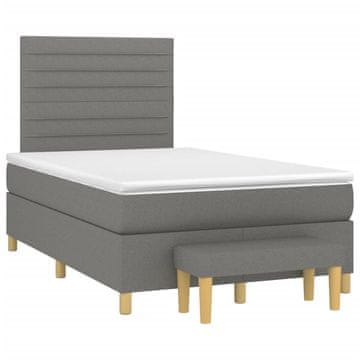 Vidaxl Box spring postelja z vzmetnico temno siva 120x190 cm blago