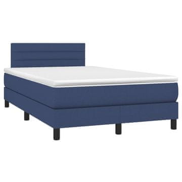 Vidaxl Box spring postelja z vzmetnico modra 120x190 cm blago
