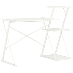 Vidaxl Pisalna miza s polico bela 116x50x93 cm