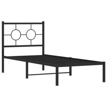 Vidaxl Kovinski posteljni okvir z vzglavjem črn 80x200 cm