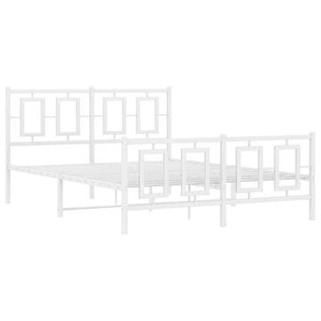 Vidaxl Kovinski posteljni okvir z vzglavjem in vznožjem bel 140x190 cm
