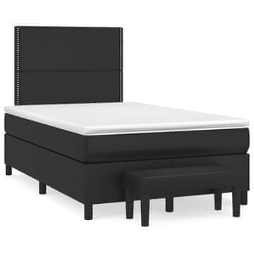 Vidaxl Boxspring postelja z vzmetnico črna 120x190 cm umetno usnje