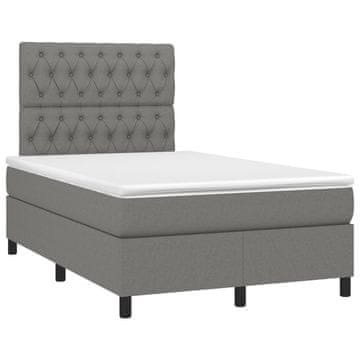 Vidaxl Box spring postelja z vzmetnico temno siva 120x190 cm blago