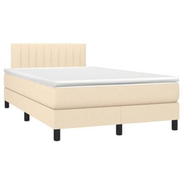 Vidaxl Box spring postelja z vzmetnico krem 120x190 cm blago