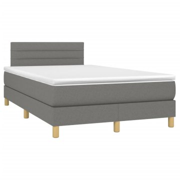 Vidaxl Box spring postelja z vzmetnico temno siva 120x190 cm blago