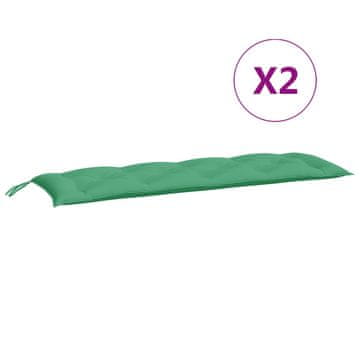 Vidaxl Blazina za vrtno klop 2 kosa zelena 150x50x7cm oxford tkanina