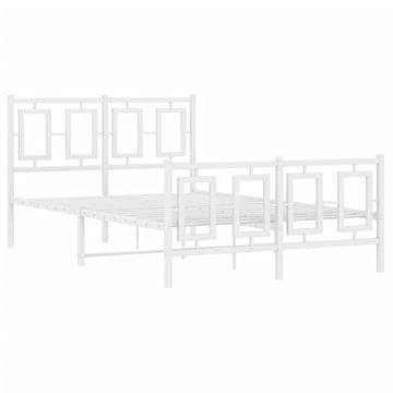 Vidaxl Kovinski posteljni okvir z vzglavjem in vznožjem bel 120x190 cm