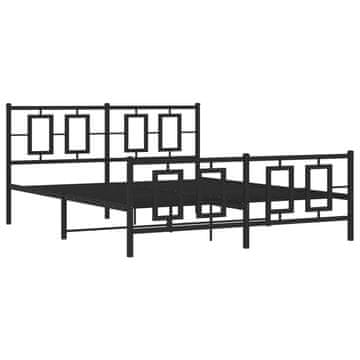Vidaxl Kovinski posteljni okvir z vzglavjem in vznožjem črn 150x200 cm