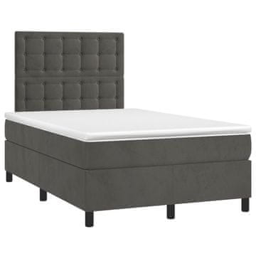 Vidaxl Box spring postelja z vzmetnico temno siv 120x190 cm žamet