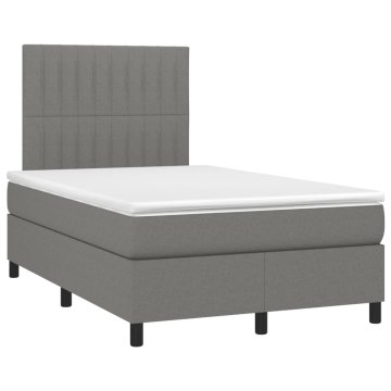 Vidaxl Box spring postelja z vzmetnico temno siva 120x190 cm blago