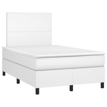 Vidaxl Box spring postelja z vzmetnico bel 120x190 cm umetno usnje
