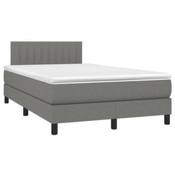 Vidaxl Box spring postelja z vzmetnico temno siva 120x190 cm blago
