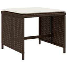 Vidaxl Vrtni stolčki z blazinami 4 kosi rjavi 41x41x36 cm poli ratan