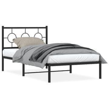 Vidaxl Kovinski posteljni okvir z vzglavjem črn 100x200 cm
