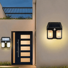 Netscroll Solarna svetilka s senzorjem gibanja, s solarnimi lučmi prihranite pri strošku elektrike, estetska in moderna oblika, osvetlitev dvorišča, vrta, vhoda ali garaže, vodoodporna, VillaLamp