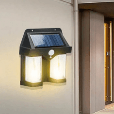 Netscroll Solarna svetilka s senzorjem gibanja, s solarnimi lučmi prihranite pri strošku elektrike, estetska in moderna oblika, osvetlitev dvorišča, vrta, vhoda ali garaže, vodoodporna, VillaLamp