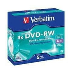 NEW DVD-RW Verbatim 5 kosov Črna 4,7 GB 4x (5 kosov)