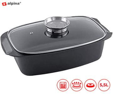 Alpina posoda in pekač, 5,5 l, črn