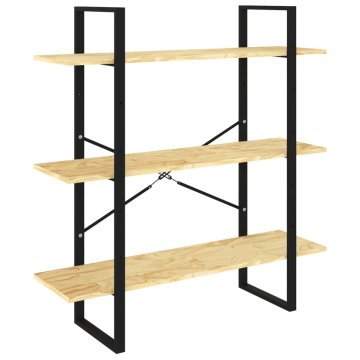 Vidaxl Knjižna omara 3-nadstropna 100x30x105 cm trdna borovina