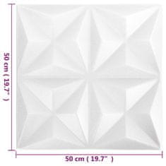 Vidaxl 3D stenski paneli 12 kosov 50x50 cm origami beli 3 m²