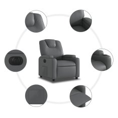 Vidaxl Električni naslanjač sivo umetno usnje