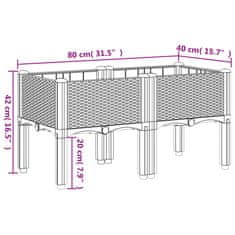 Vidaxl Cvetlično korito z nogami belo 80x40x42 cm PP