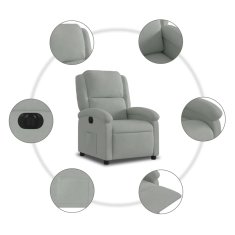 Vidaxl Električni naslanjač svetlo siv žamet
