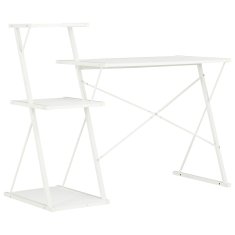 Vidaxl Pisalna miza s polico bela 116x50x93 cm