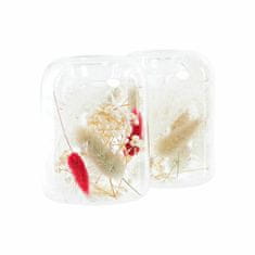 DKD Home Decor Svečnik DKD Home Decor Sušeno cvetje 8 x 8 x 11 cm Crystal Beige Maroon (2 enoti)