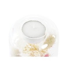 NEW Stojalo za Sveče DKD Home Decor Posušen cvet 8 x 8 x 11 cm Kristal Bež Granatna (2 kosov)