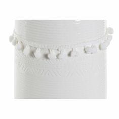 DKD Home Decor Vaza DKD Home Decor Bela lončenina Pompom 12 x 12 x 24 cm