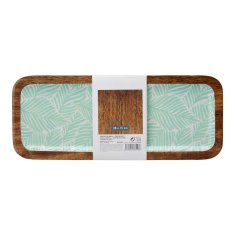 Gift Decor Osrednji del 38 x 15 cm List rastline Bela rjava zelena smola Mango les