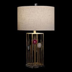 DKD Home Decor Namizna svetilka DKD Home Decor Bela Poliester Kovina Kristal 220 V Zlata 60 W (41 x 41 x 72 cm)