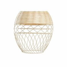 DKD Home Decor Stropna svetilka DKD Home Decor Kovinska bela svetlo rjava ratan 50 W (30 x 30 x 38 cm)