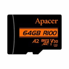 Apacer microSD XC 64GB spominska kart. UHS-I U3 R100 V30 A2 AP64GMCSX10U8-R
