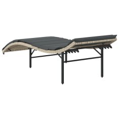 Vidaxl Ležalnik z blazino svetlo siv 55x199x50 cm poli ratan