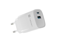 Natec Univerzalni polnilec USB RIBERA GaN 30W, 1X USB-A, 1X USB-C, bel