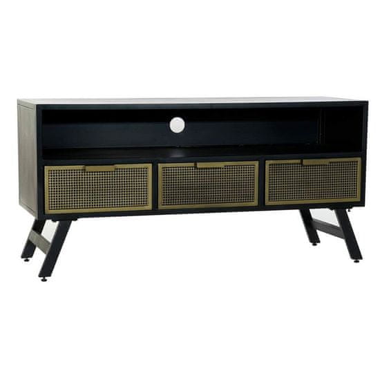 DKD Home Decor TV pohištvo DKD Home Decor Black Metal Golden (125 x 41 x 62 cm)